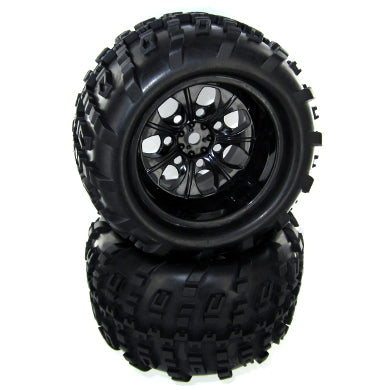 REDCAT - 07065-10 Pre-Mounted 1/5th Tires/Wheels(Black)(2pc) (07065-10)