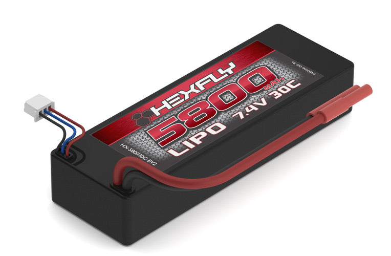 REDCAT - HX-580030C-BV2 Hexfly 2 cell 7.4V 5800mAh 30C LiPo Battery(Banana Connector)(1pc) (HX-580030C-BV2)