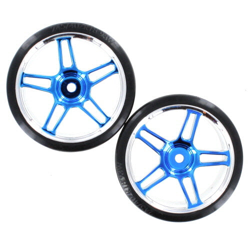 REDCAT - 07003b Pre-Mounted 1/10th Drift Tires (Blue/Chrome)(2pcs) (07003b)