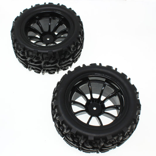 REDCAT - RER14590 Pre-Mounted 1/10th Truck Tires & 10 Spoke Wheels (Black) (1pr) (RER14590)
