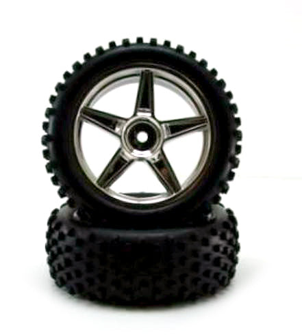 REDCAT - 06010c Pre-Mounted 1/10th Buggy Front Tires and Wheels (Chrome)(1pr) (06010c)