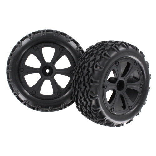 REDCAT - BS214-009 Pre-Mounted 1/10th Truck Tires and Wheels (Black) (1pr) (BS214-009)