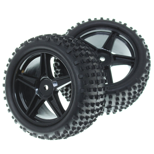 REDCAT - RER21184 Pre-Mounted 1/10th Buggy Rear Tires and Wheels (Black)(1pr) (RER21184)