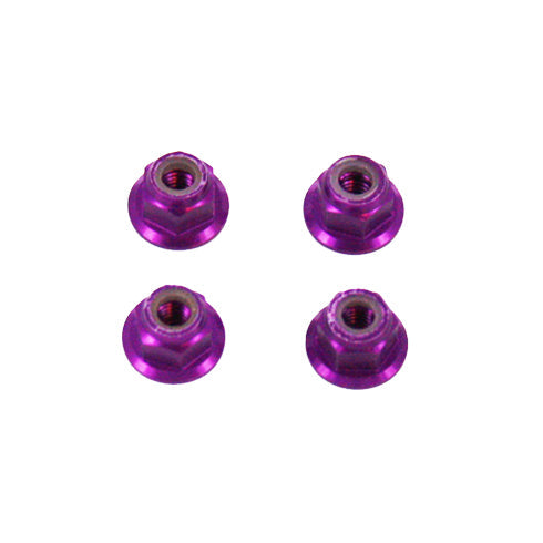 REDCAT - 02190P 4mm Aluminum Flanged Nylon Insert Locknuts (Purple) (4pcs) (02190P)