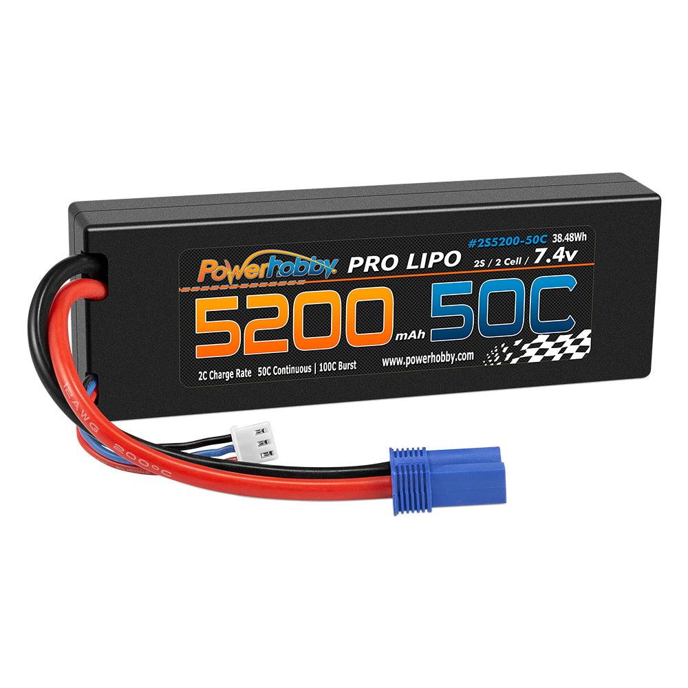 POWERHOBBY - 2S 7.4V 5200mAh 50C Lipo Battery Pack w EC5 Plug Hard Case (PHB2S520050CEC5)