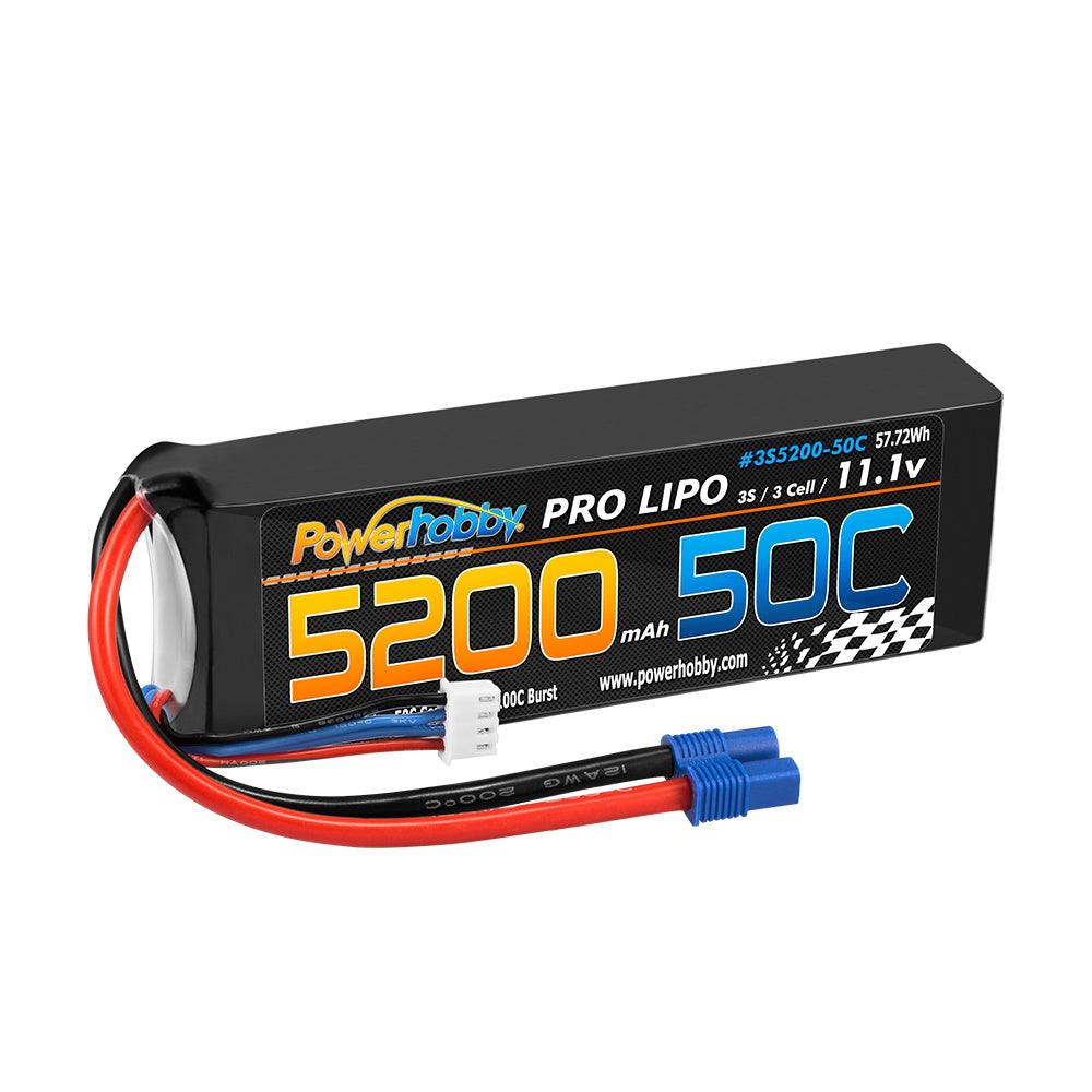 POWERHOBBY - 3S 11.1V 5200mAh 50C Lipo Battery Pack w EC3 Plug 3-Cell (PHB3S520050CEC3)