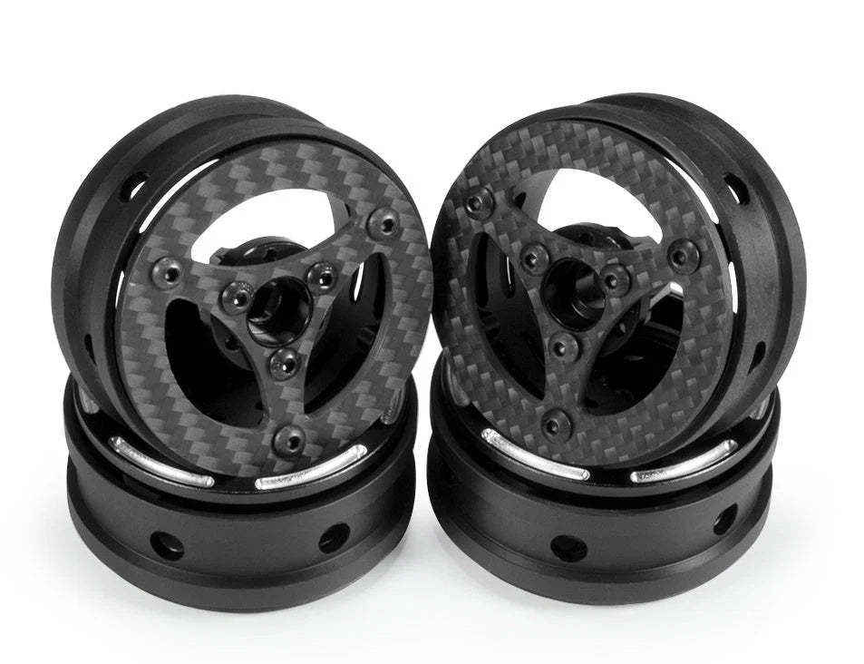 POWERHOBBY - 1.9" Carbon Fiber Lightweight Beadlock Wheels B 1/10 Rock Crawler (PHB5855)