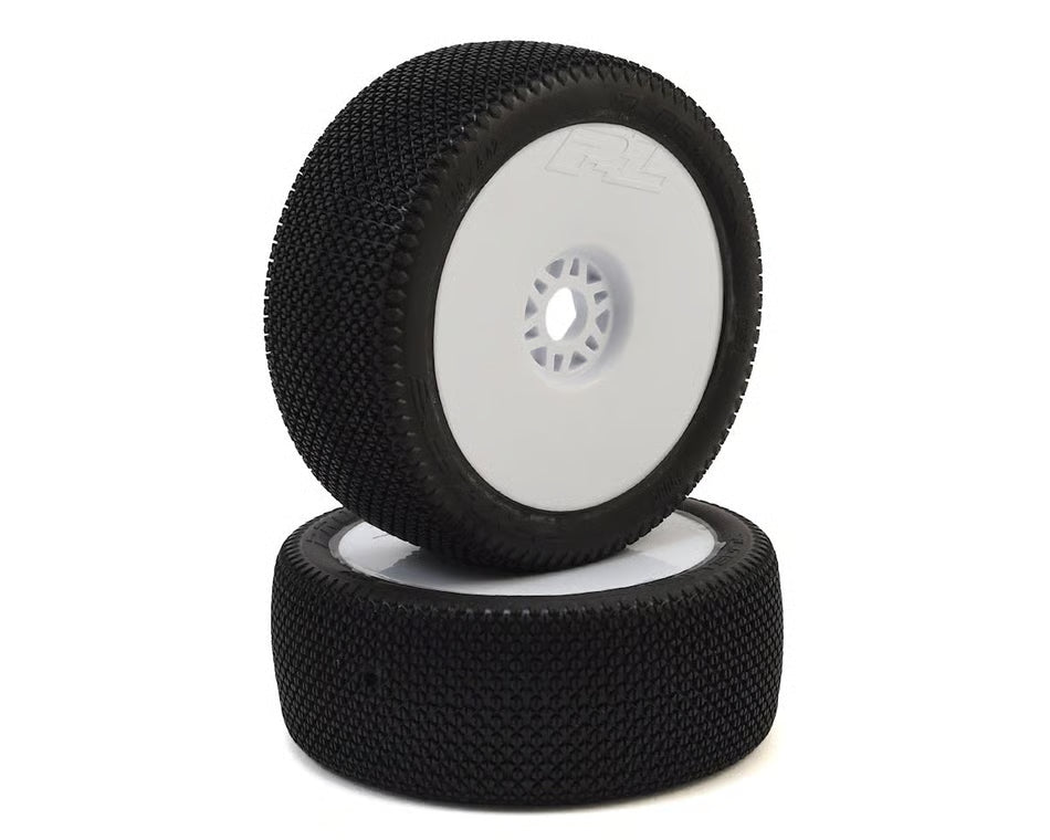 Pro-Line Slide Lock Pre-Mounted 1/8 Buggy Tires (White) (2) (S3) w/Velocity V2 Wheel (PRO9064-233)