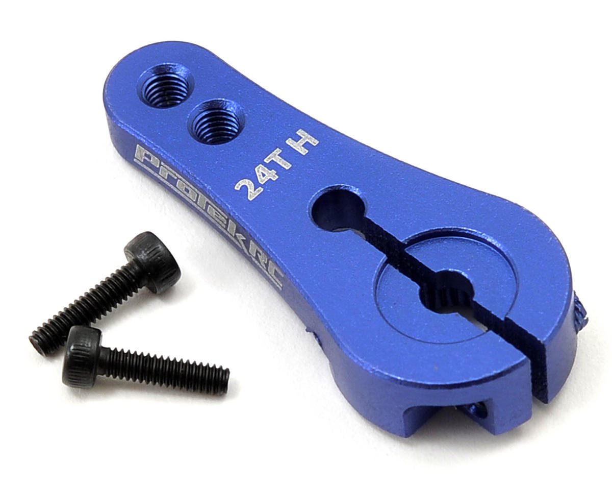 ProTek RC 4mm Aluminum Long Clamping Servo Horn (Blue) (24T-Hitec) (PTK-7802)