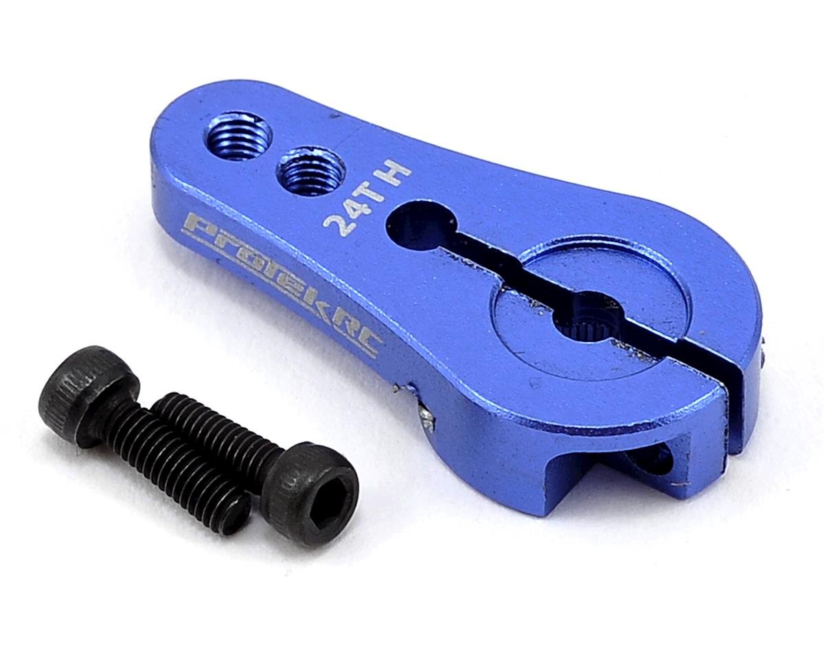 ProTek RC 4mm Aluminum Short Clamping Servo Horn (Blue) (24T-Hitec) (PTK-7810)