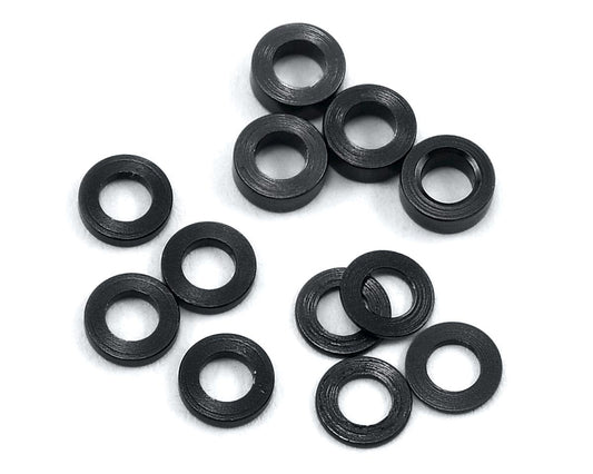 ProTek RC Aluminum Ball Stud Washer Set (Black) (12) (0.5mm, 1.0mm & 2.0mm) (PTK-8370)