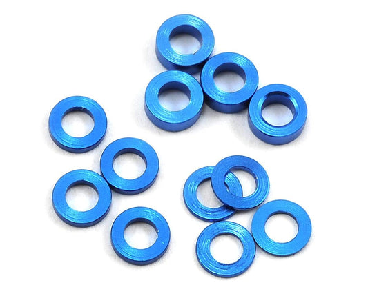 ProTek RC Aluminum Ball Stud Washer Set (Blue) (12) (0.5mm, 1.0mm & 2.0mm) (PTK-8371)