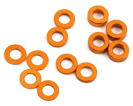 ProTek RC Aluminum Ball Stud Washer Set (Orange) (12) (0.5mm, 1.0mm & 2.0mm) (PTK-8375)