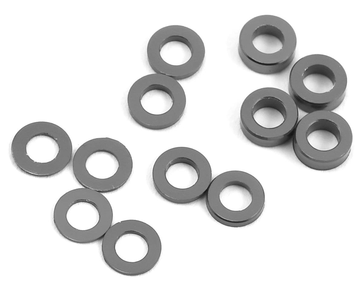 ProTek RC Aluminum Ball Stud Washer Set (Grey) (12) (0.5mm, 1.0mm & 2.0mm) (PTK-8376)