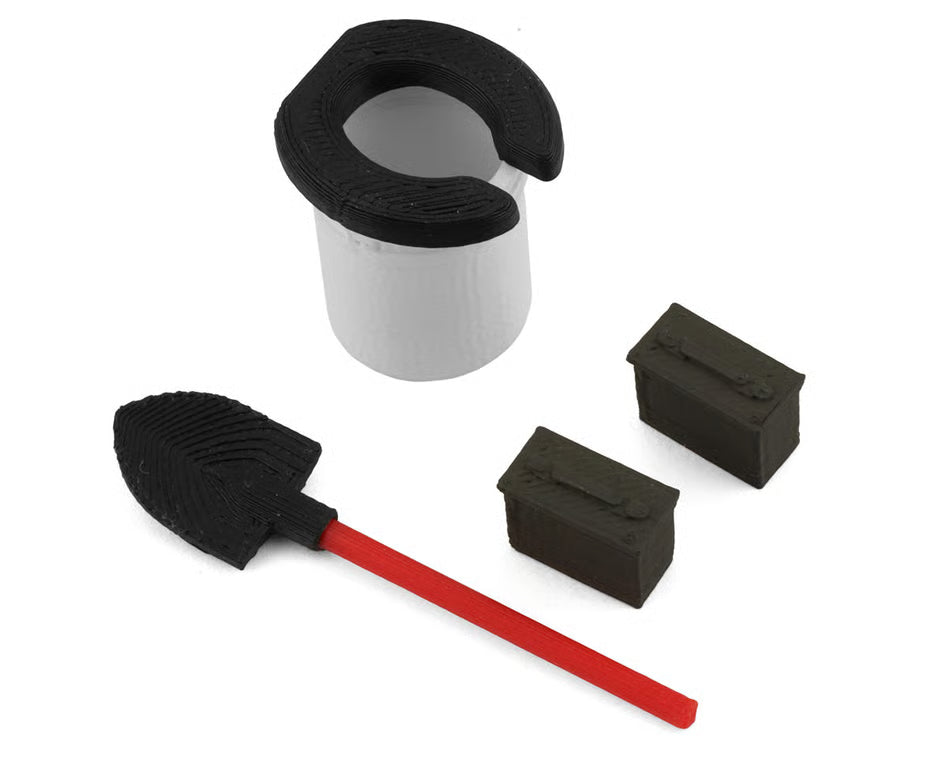 SCB - 1/18 Miniature Scale Accessory Bundle w/2 Ammo Cans, Shovel & Camping Loo