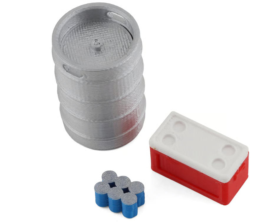SCB - 1/18 Miniature Scale Accessory Bundle w/Keg, Small Red Chest & Blue Six Pack (SBCTR11)