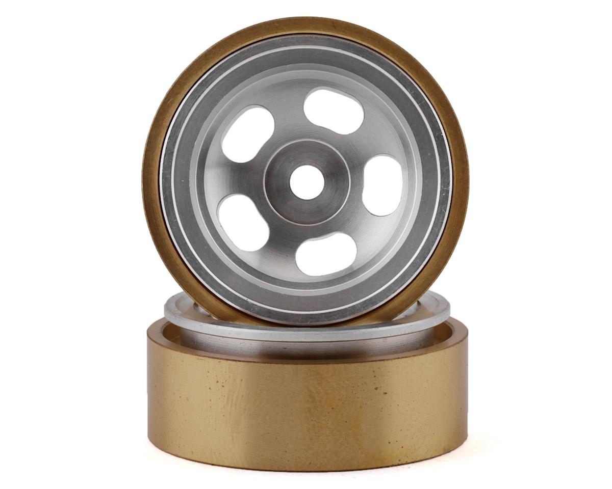 SSD RC SCX24 1.0Ó Aluminum/Brass 5-Slot Beadlock Wheels (Silver) (2)  (24g) (SSD00426)