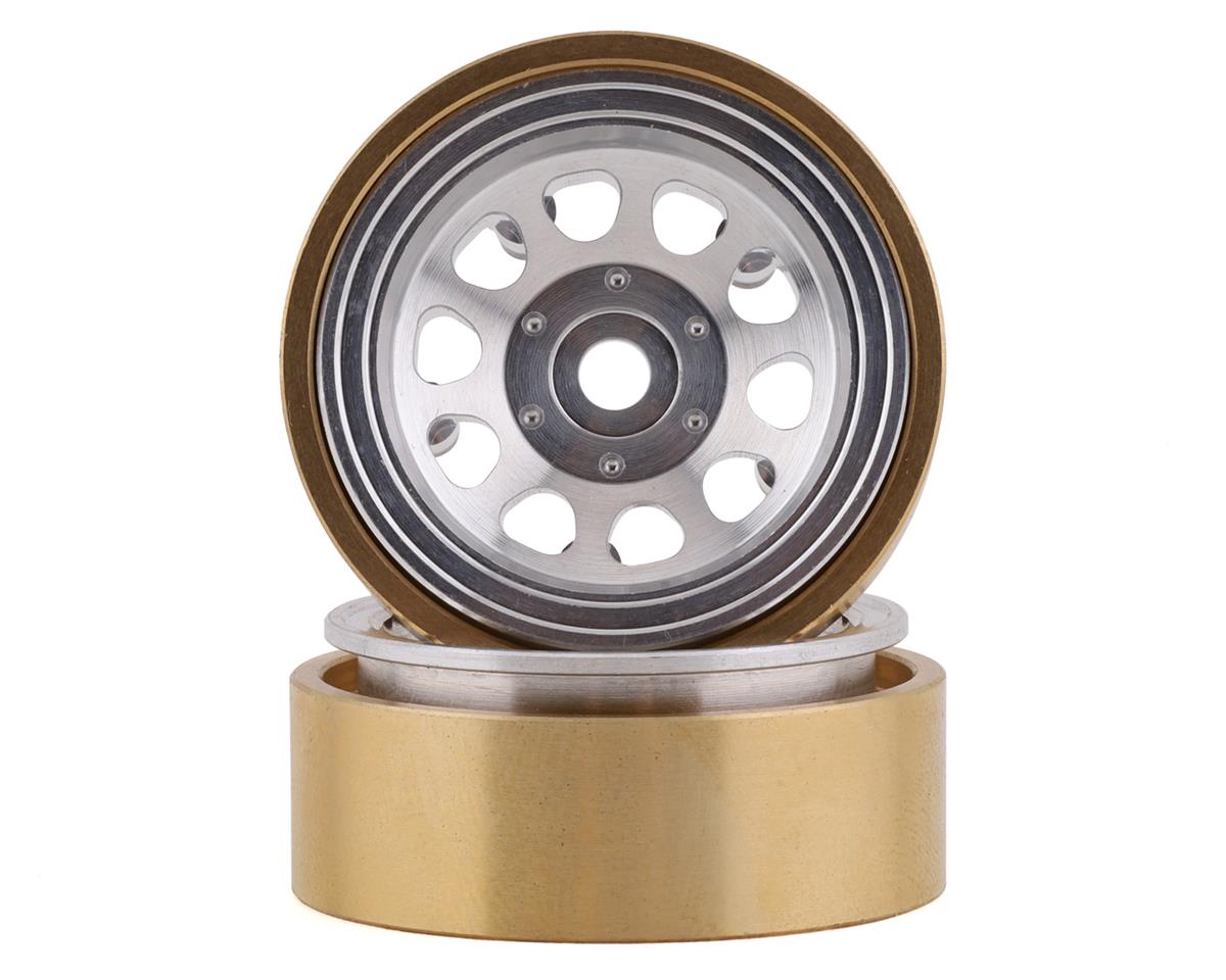 SSD RC SCX24 1.0Ó Aluminum / Brass D Hole Beadlock Wheels (Silver) (2) (24g) (SSD00464)