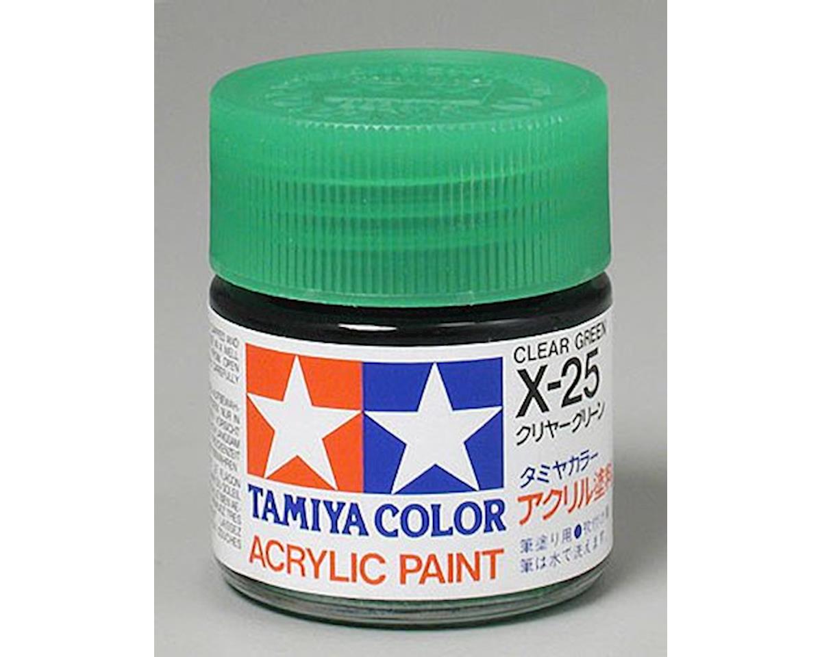 Tamiya X-25 Clear Green Gloss Finish Acrylic Paint (23ml) (TAM81025)