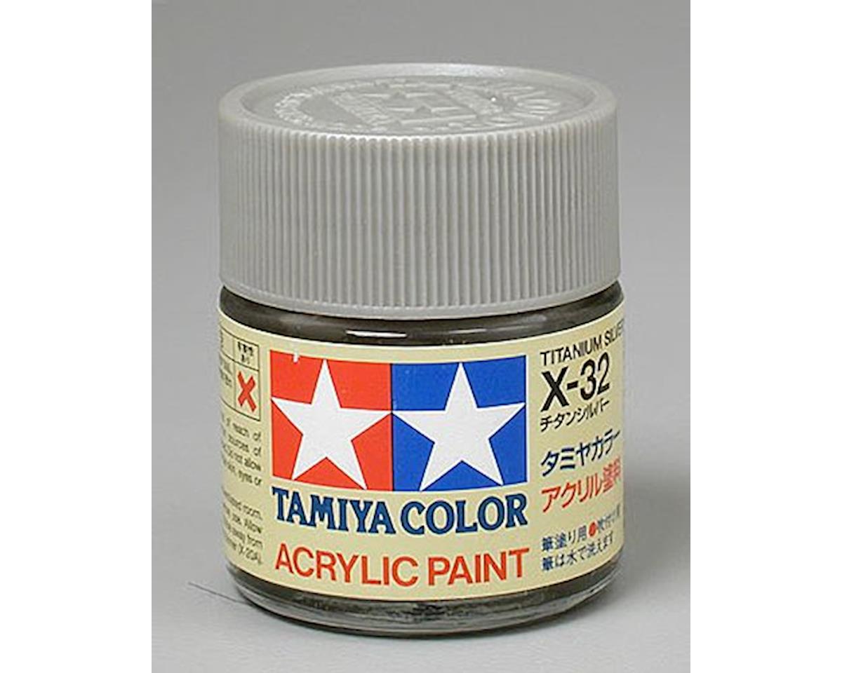 Tamiya X-32 Titanium Silver Gloss Finish Acrylic Paint (23ml) (TAM81032)