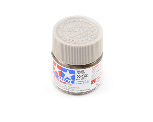 Tamiya X-32 Metallic Titan Silver Acrylic Paint (10ml) (TAM81532)