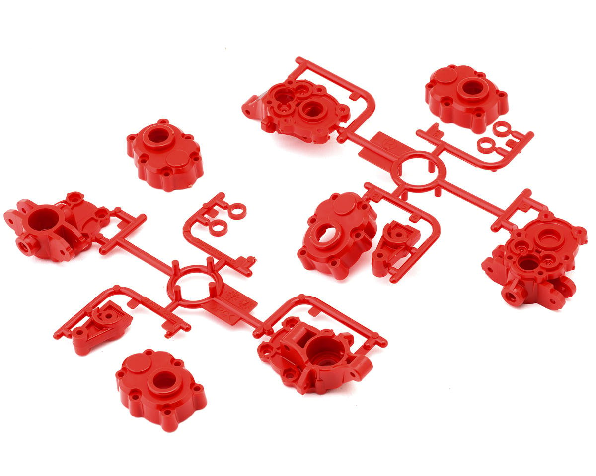 Tamiya G6-01TR Gear Reduction Portal Axle Housing Set (Red) (R Parts) (TAM9115480)