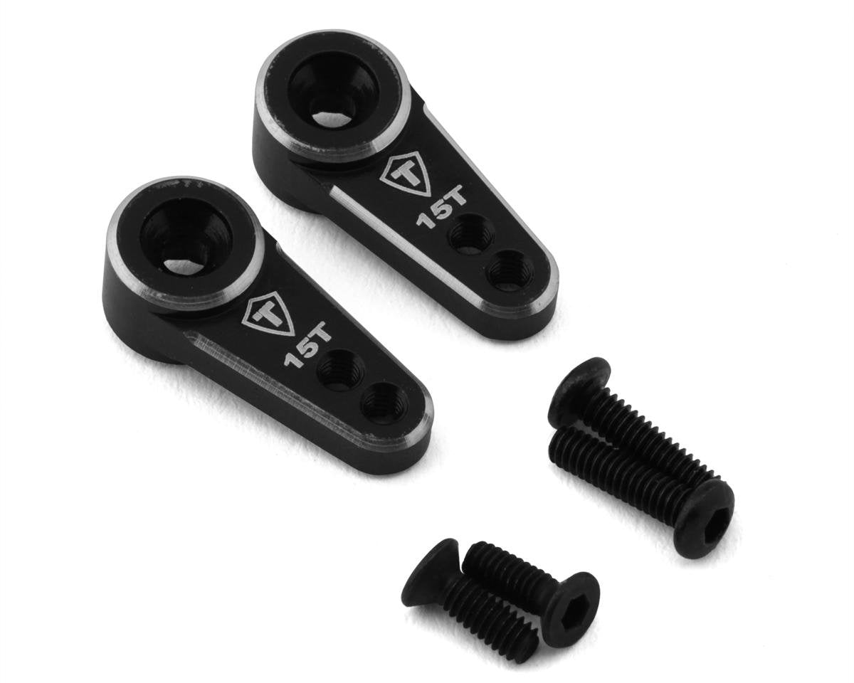 Treal Hobby FCX24 CNC Aluminum 15T Micro Servo Horns (Black) (2) (EMAX) (TLHTFCX24-35)