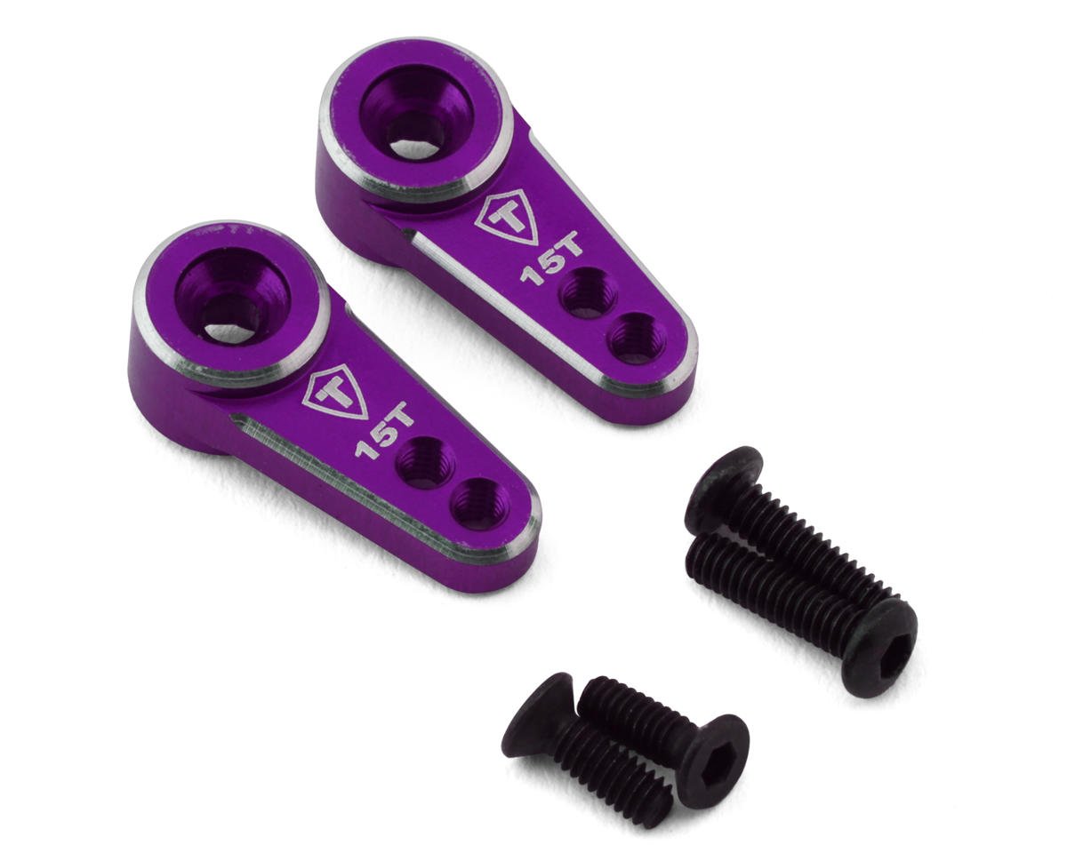 Treal Hobby FCX24 CNC Aluminum 15T Micro Servo Horns (Purple) (2) (EMAX) (TLHTFCX24-37)