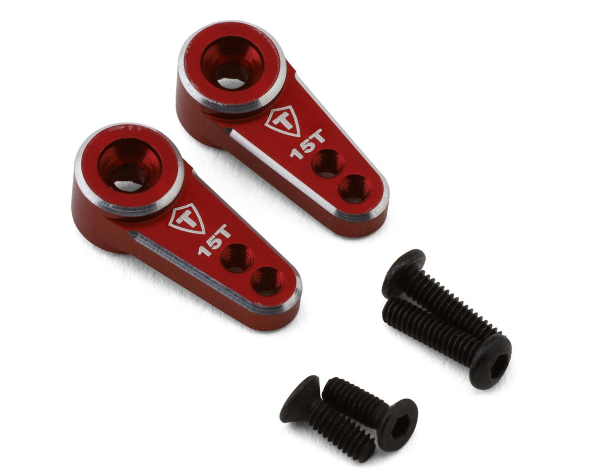 Treal Hobby FCX24 CNC Aluminum 15T Micro Servo Horns (Red) (2) (EMAX) (TLHTFCX24-38)