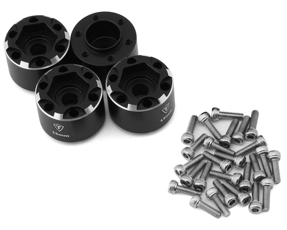 Treal Hobby 1.9" Beadlock Wheel Hub Extension Spacers (Black) (4) (15mm) (TLHTHUBS-18)