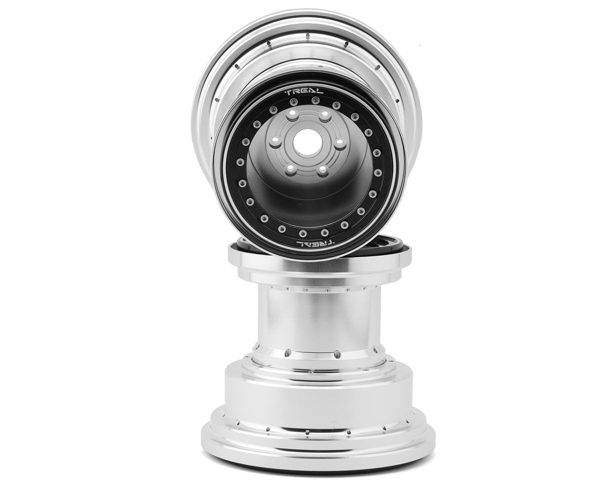 Treal Hobby Losi LMT Aluminum Monster Truck Bead-Lock Wheels (Silver/Black) (2) (TLHTLMT-100)