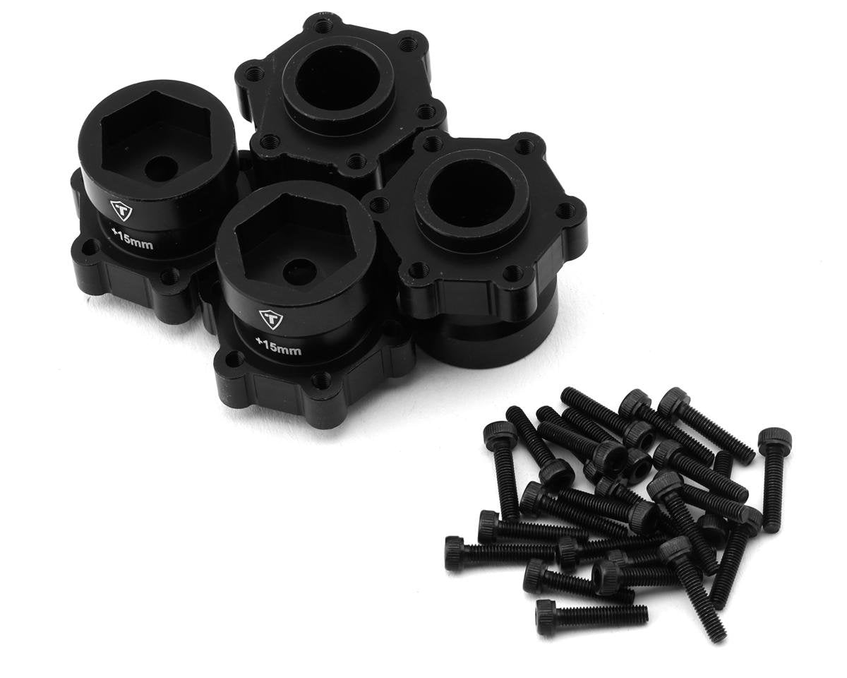 Treal Hobby Losi LMT Aluminum Wheel Hub Spacer (Black) (4) (+15mm) (TLHTLMT-101)