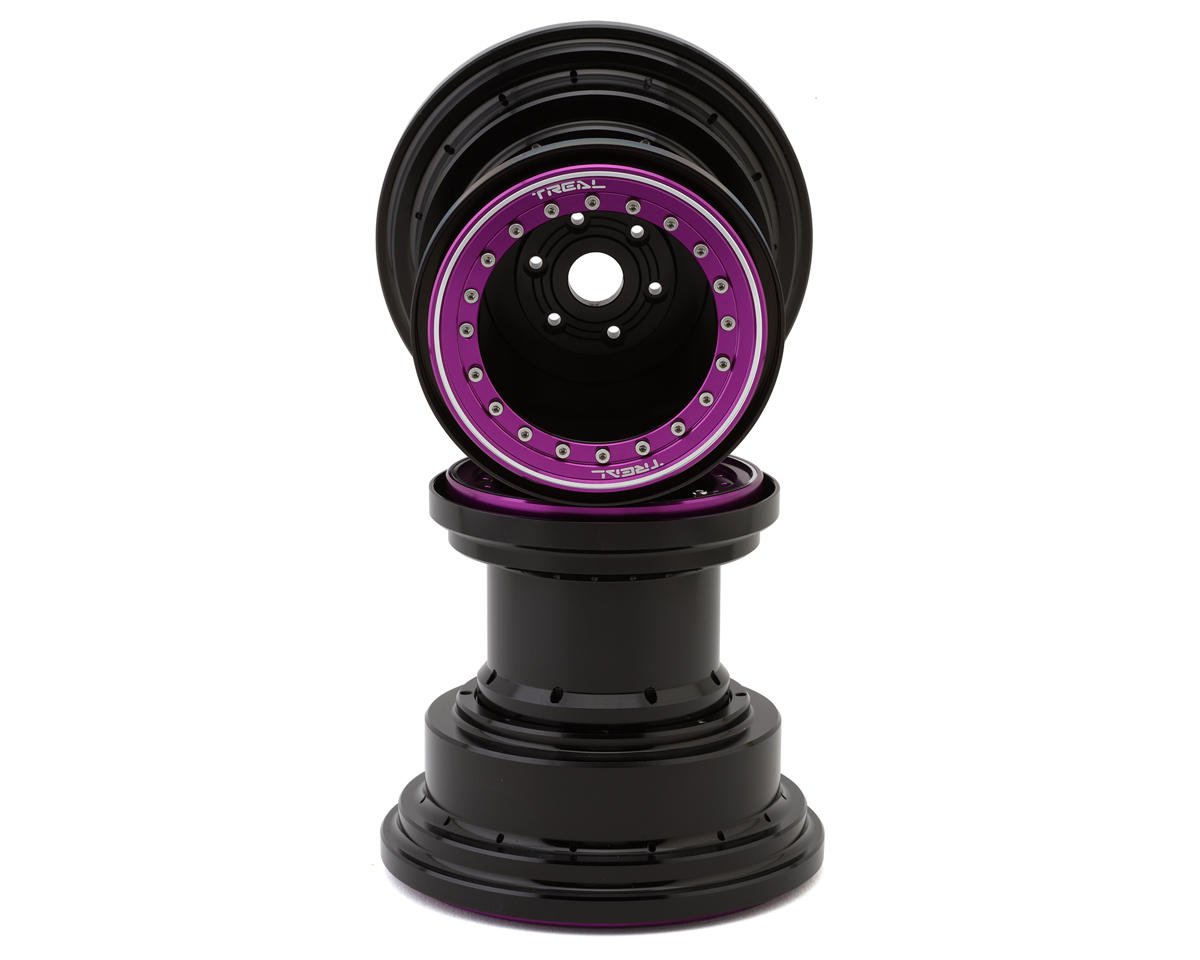 Treal Hobby Losi LMT Aluminum Monster Truck Bead-Lock Wheels (Black/Purple) (2) (TLHTLMT-113)