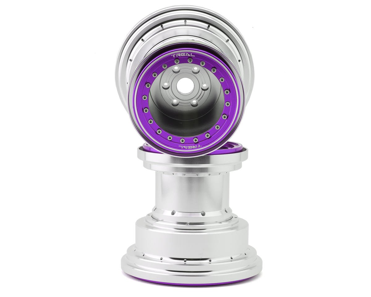 Treal Hobby Losi LMT Aluminum Monster Truck Bead-Lock Wheels (Silver/Purple) (2) (TLHTLMT-114)