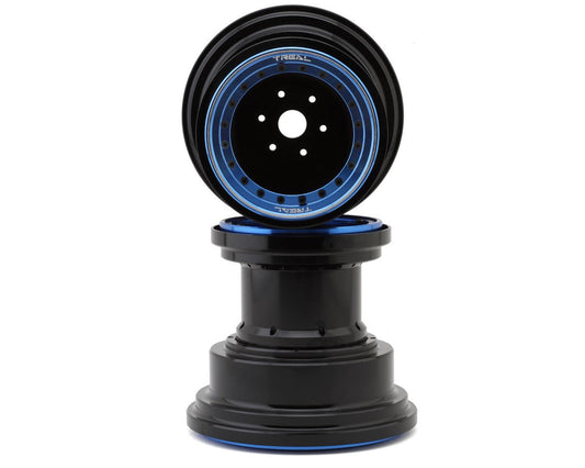 Treal Hobby Losi LMT Aluminum Monster Truck Bead-Lock Wheels (Black/Blue) (2) (TLHTLMT-65)