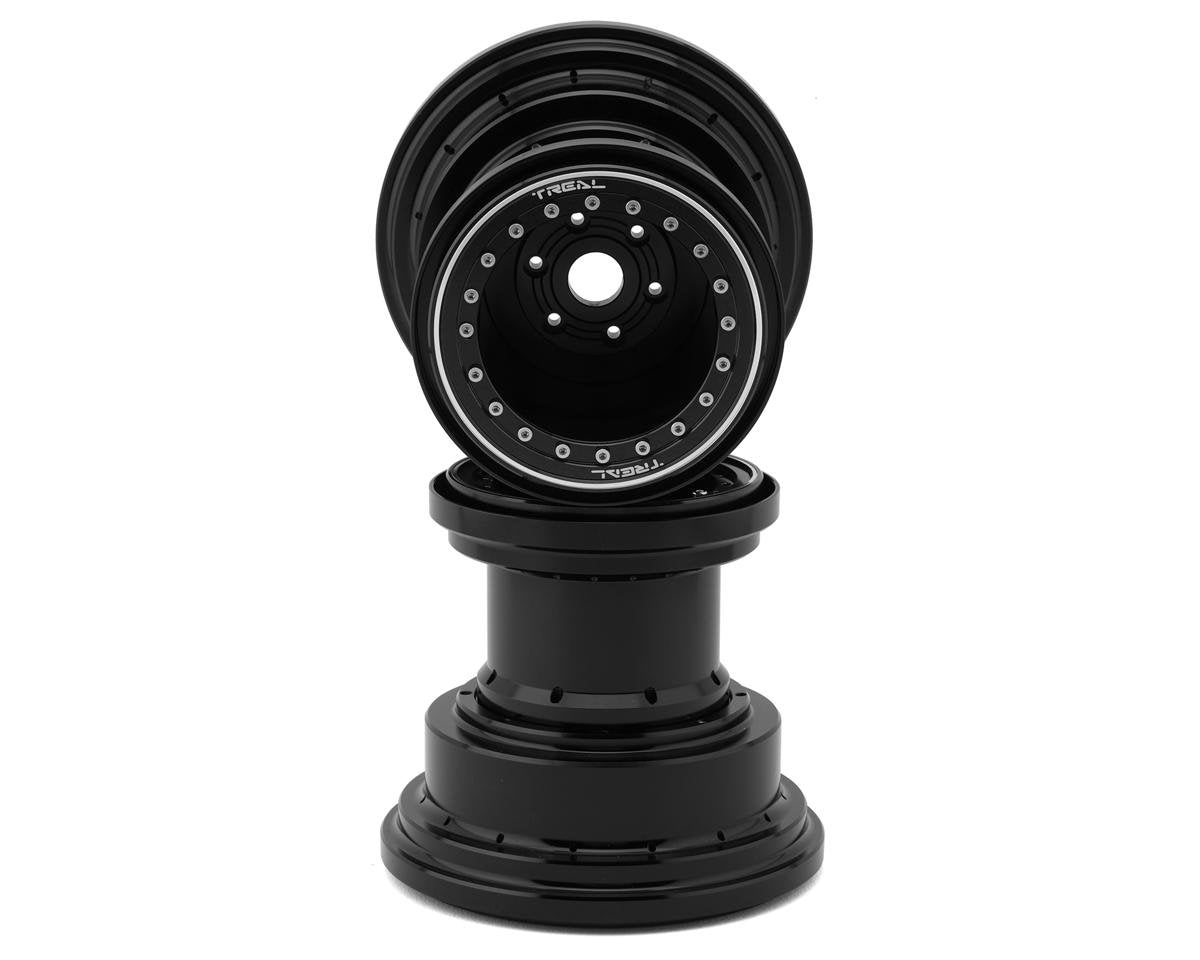 Treal Hobby Losi LMT Aluminum Monster Truck Bead-Lock Wheels (Black/Black) (2) (TLHTLMT-98)