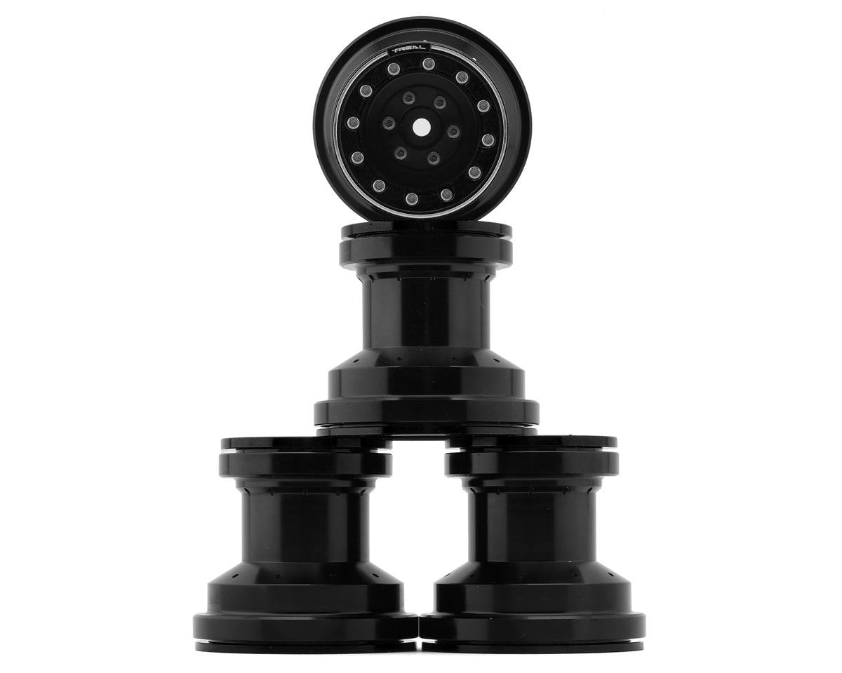 Treal Hobby Losi Mini LMT 7075 Aluminum Beadlock Wheel Set (4) (Black/Black) (TLHTLMT18-52)