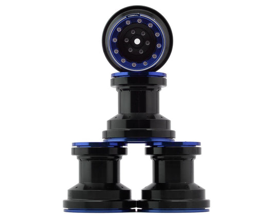 Treal Hobby Losi Mini LMT 7075 Aluminum Beadlock Wheel Set (4) (Black/Blue) (TLHTLMT18-53)