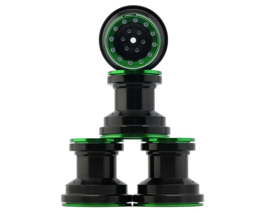 Treal Hobby Losi Mini LMT 7075 Aluminum Beadlock Wheel Set (4) (Black/Green) (TLHTLMT18-54)
