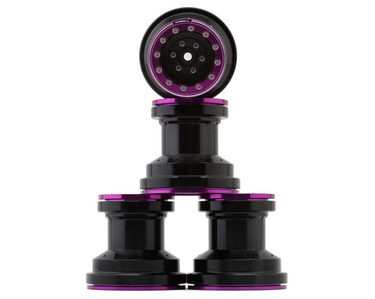 Treal Hobby Losi Mini LMT 7075 Aluminum Beadlock Wheel Set (4) (Black/Purple) (TLHTLMT18-55)