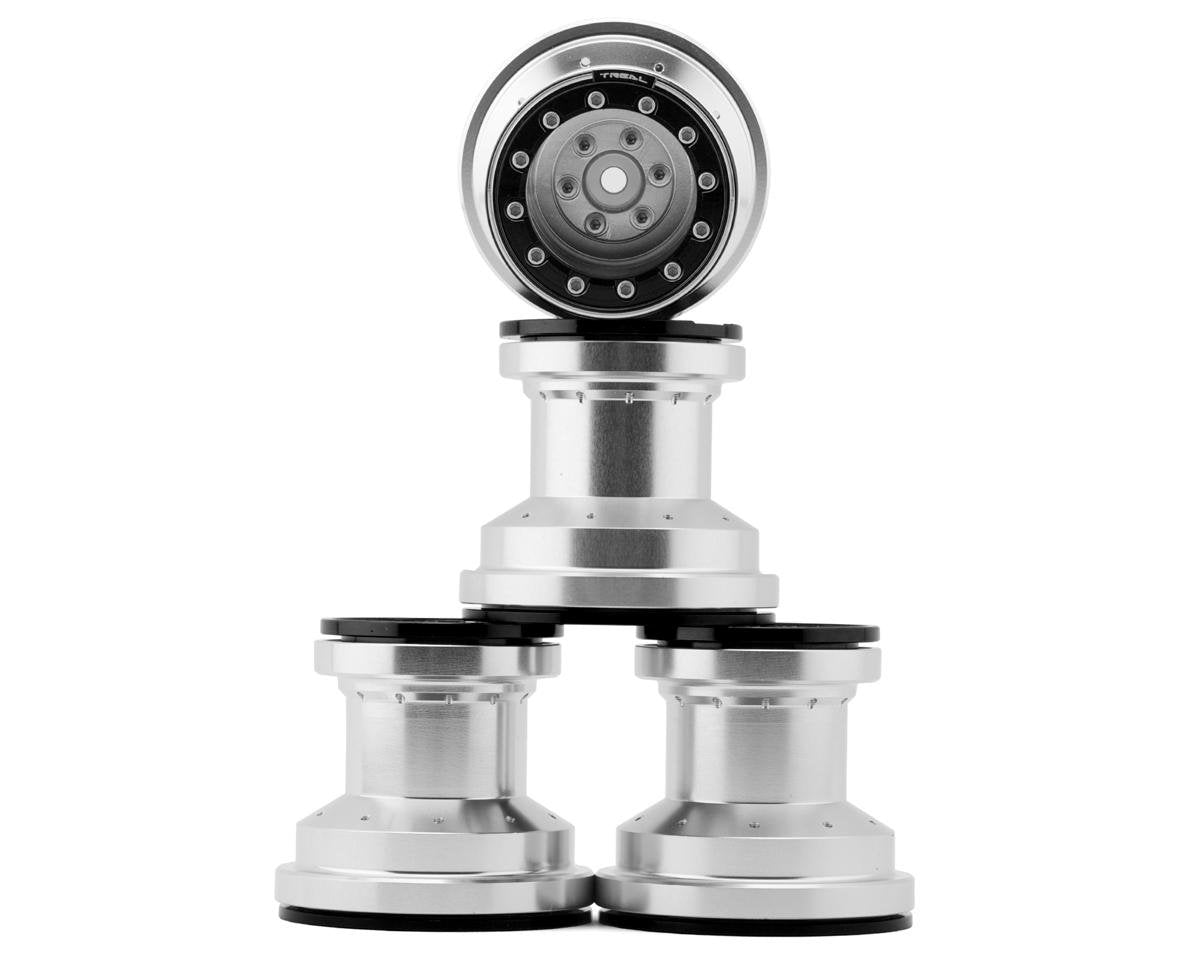 Treal Hobby Losi Mini LMT 7075 Aluminum Beadlock Wheel Set (4) (Silver/Black) (TLHTLMT18-56)