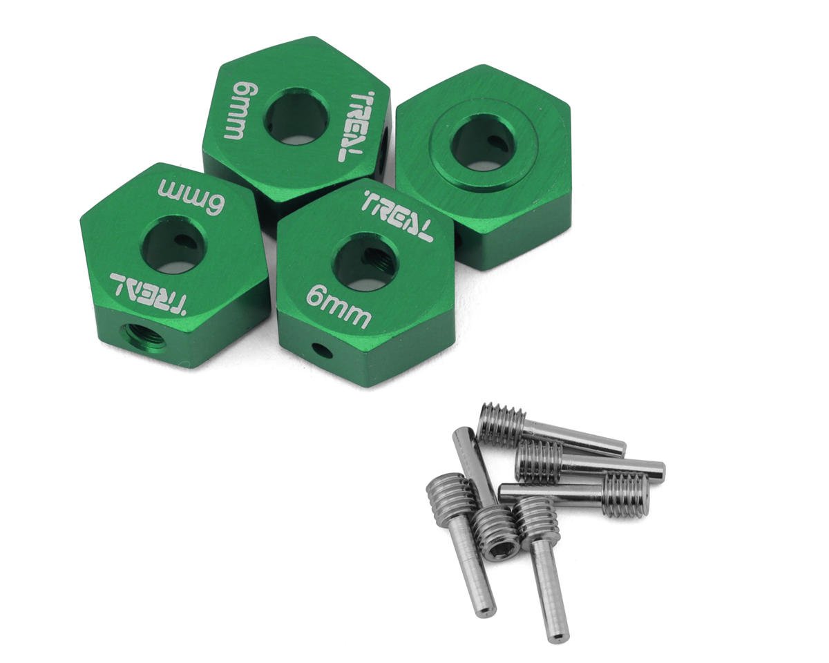 Treal Hobby Losi Mini LMT Aluminum 12mm Wheel Hex Adaptors (Green) (4) (TLHTLMT18-62)