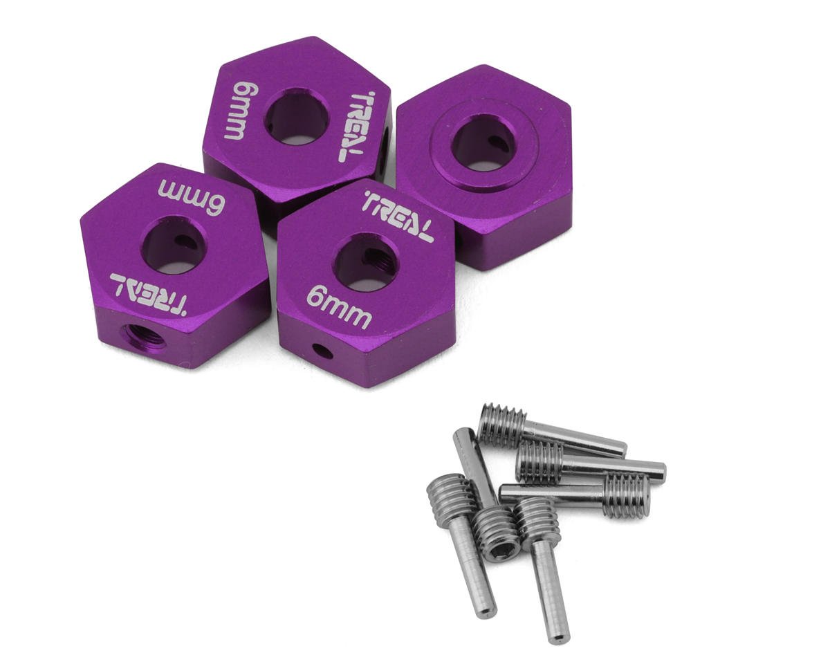 Treal Hobby Losi Mini LMT Aluminum 12mm Wheel Hex Adaptors (Purple) (4) (TLHTLMT18-63)