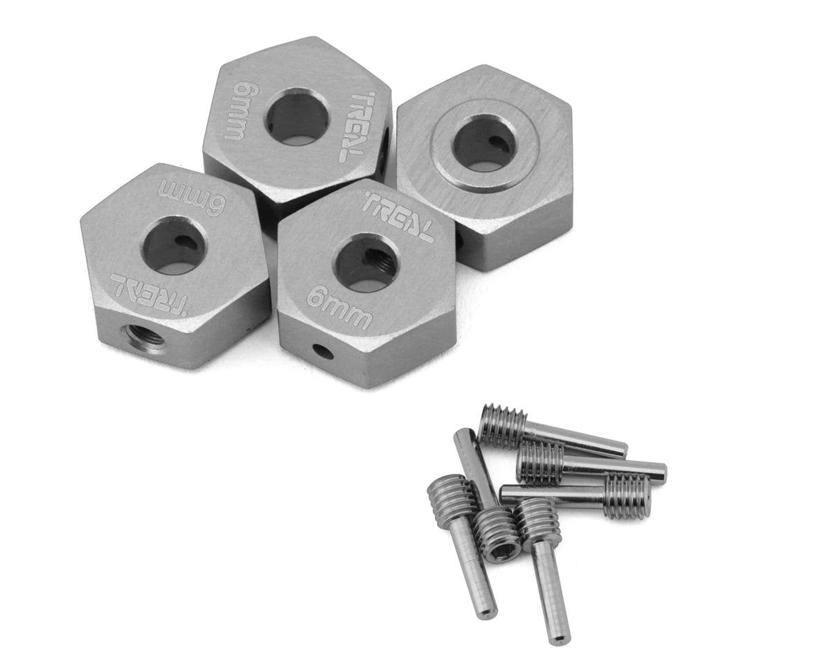 Treal Hobby Losi Mini LMT Aluminum 12mm Wheel Hex Adaptors (Silver) (4) (TLHTLMT18-64)