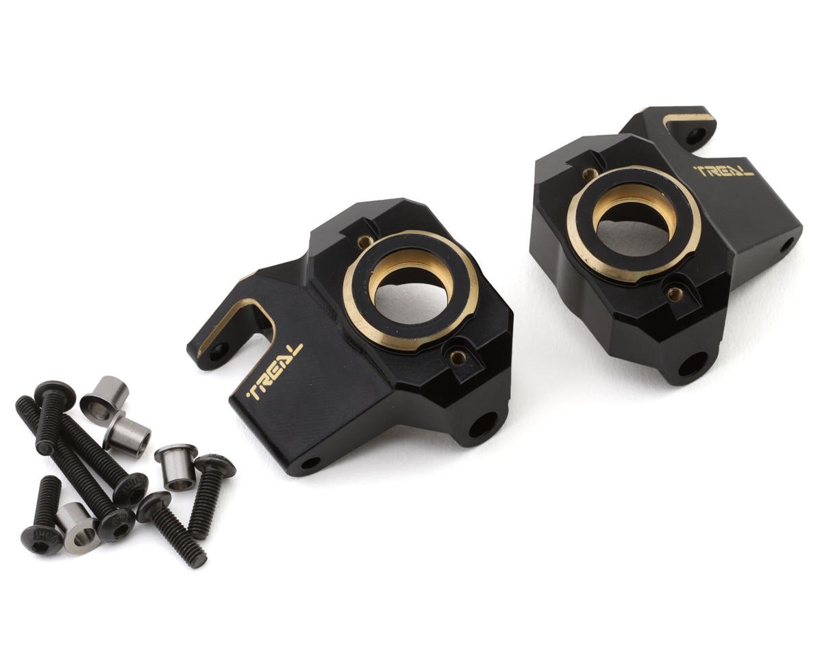 Treal Hobby Axial SCX10 III CNC Brass Front Steering Knuckles (Black) (2) (66g) (TLHTSCX10_III-29)