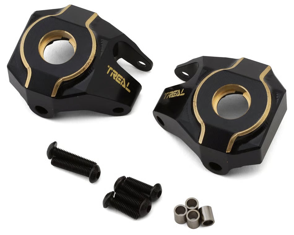 TREAL HOBBY - Axial SCX10 II Brass Steering Knuckles (Black) (2) (70g ea) (TLHTSCX10II-01)