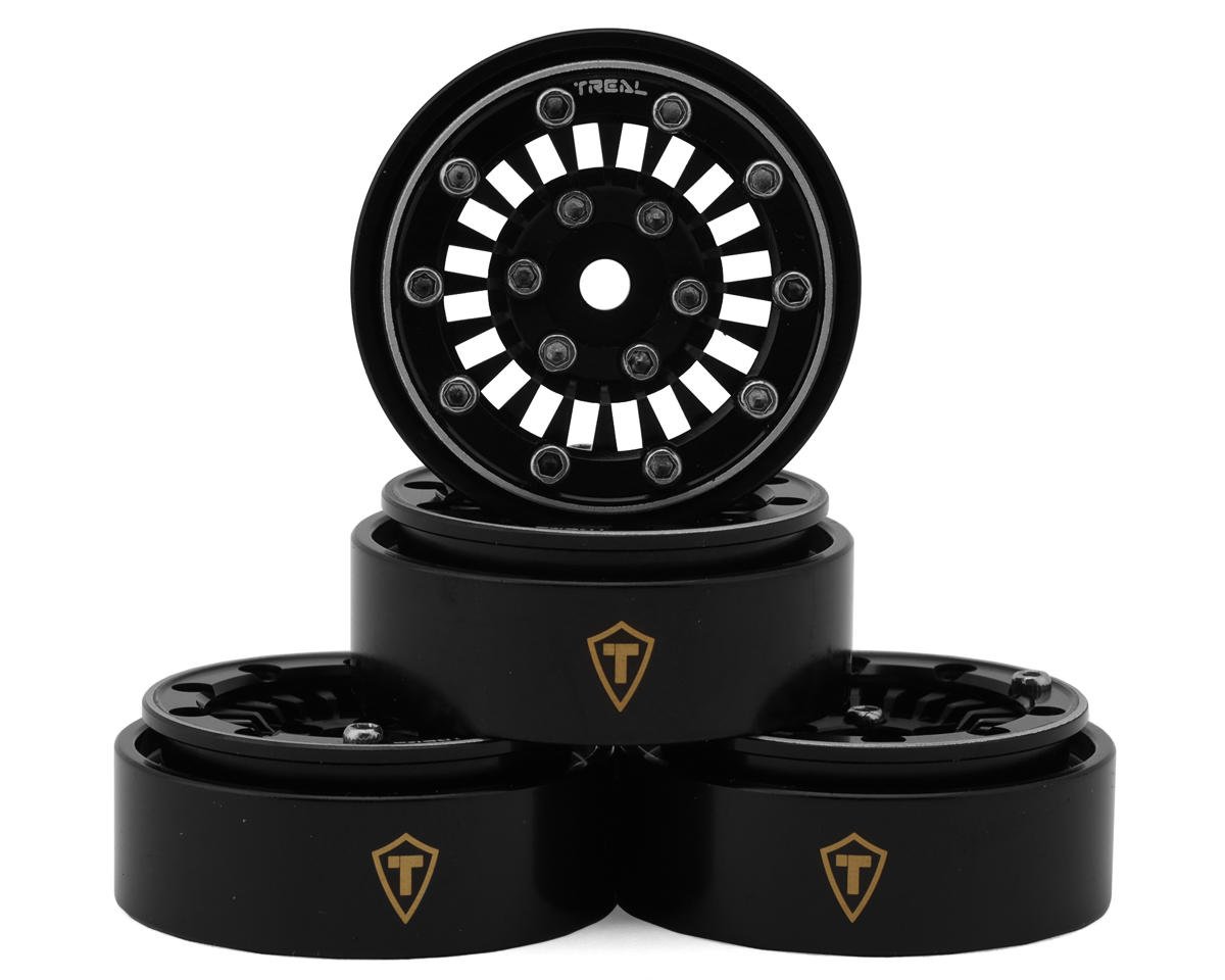 Treal Hobby Type C 1.0" Brass Beadlock Crawler Wheels (Black) (4) (27.3g) (TLHTSCX24-141)
