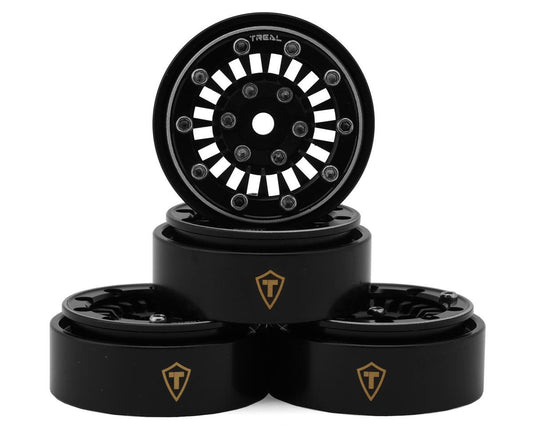 Treal Hobby Type C 1.0" Brass Beadlock Crawler Wheels (Black) (4) (27.3g) (TLHTSCX24-141)
