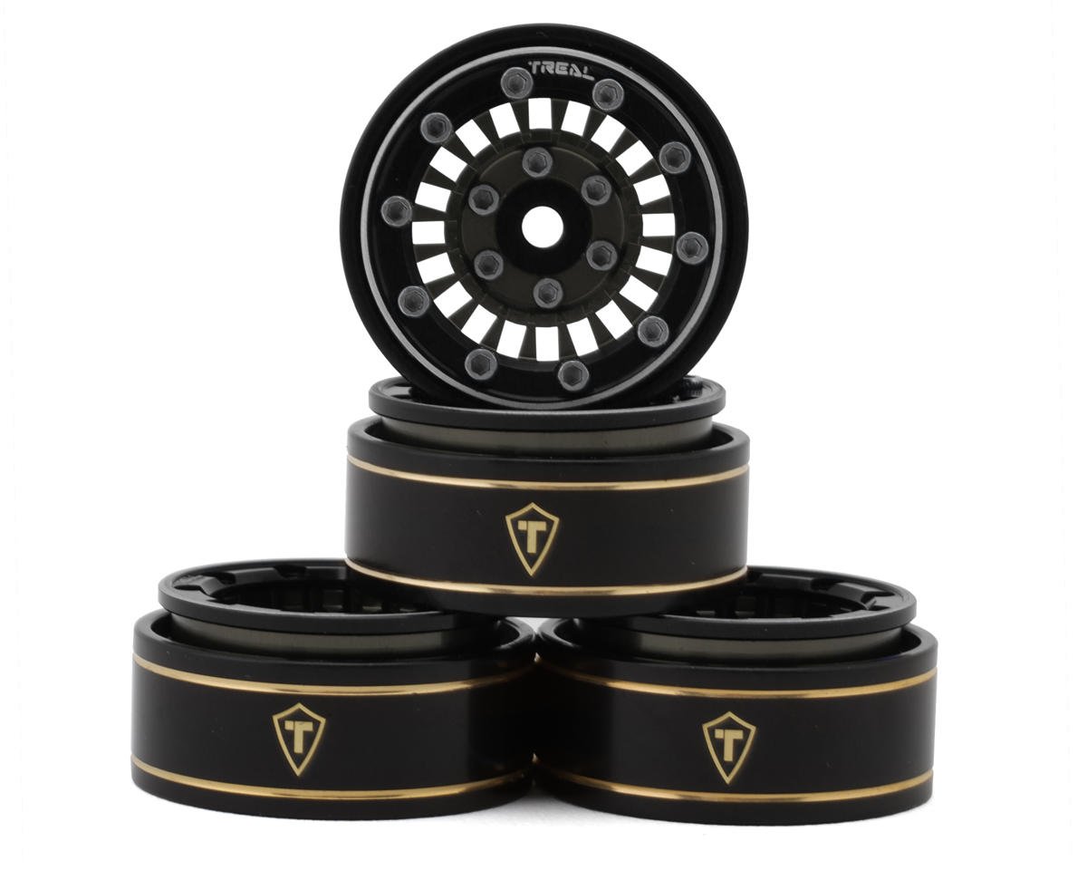 Treal Hobby Type C 1.0" Brass Beadlock Crawler Wheels (Grey) (4) (27.3g) (TLHTSCX24-143)