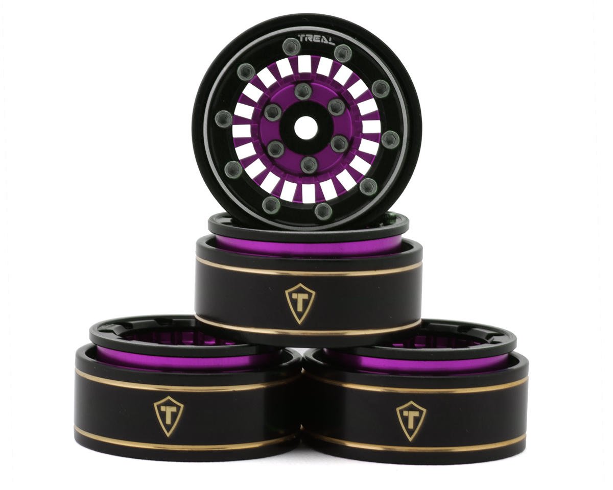 Treal Hobby Type C 1.0" Brass Beadlock Crawler Wheels (Purple) (4) (27.3g) (TLHTSCX24-145)